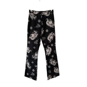 MOTEL Black and Cream Dragon Print Pants Size Small